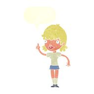cartoon woman with idea speech bubble N225