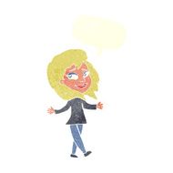 stress free woman cartoon with speech bubble N10