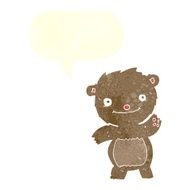 cartoon waving teddy bear with speech bubble N16