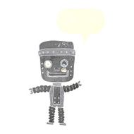 cartoon funny robot with speech bubble N72