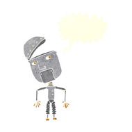 cartoon funny robot with speech bubble N73