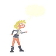 cartoon angry biker girl with speech bubble N10