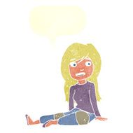 cartoon girl sitting on floor with speech bubble N10