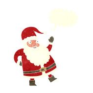 funny waving santa claus cartoon with speech bubble N20