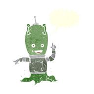 cartoon alien spaceman with speech bubble N19