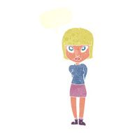 cartoon woman standing with speech bubble N19