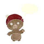 cartoon cute teddy bear in hat with speech bubble N11