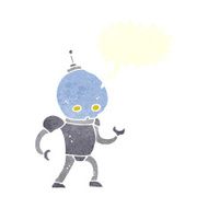 cartoon alien robot with speech bubble N15