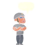 cartoon security guard with speech bubble N9