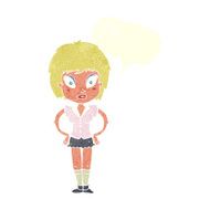 cartoon pretty girl with speech bubble N89