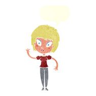 cartoon pretty girl with speech bubble N90