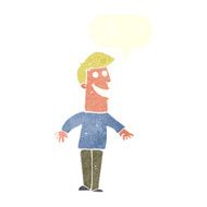 cartoon grinning man with speech bubble N80