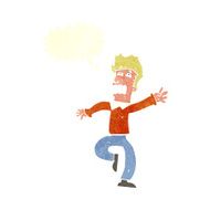 cartoon man panicking with speech bubble N53