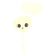 cartoon spooky skull and spine with speech bubble N10
