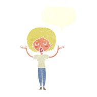 cartoon peaceful woman with speech bubble N10