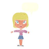 cartoon woman with outstretched arms speech bubble N9