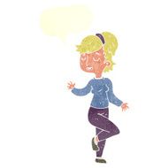 cartoon dancing woman with speech bubble N47