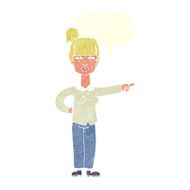 cartoon woman pointing with speech bubble N196