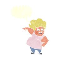 cartoon overweight woman with speech bubble N15