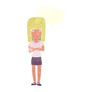 cartoon woman standing with speech bubble N20