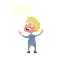 cartoon stressed boy with speech bubble N9