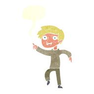 cartoon happy boy pointing with speech bubble N19