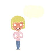cartoon happy woman with speech bubble N233
