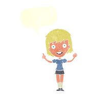 cartoon woman pointing with speech bubble N197
