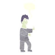 cartoon vampire waving hands with speech bubble N10