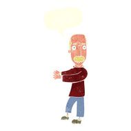 cartoon balding man explaining with speech bubble N10
