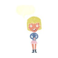 cartoon excited woman with speech bubble N119