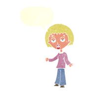 cartoon tired woman with speech bubble N27