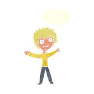 cartoon excited woman with speech bubble N120
