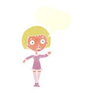 cartoon waving woman with speech bubble N136