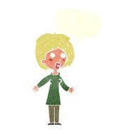 cartoon surprised woman with speech bubble N222
