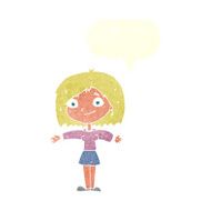 cartoon happy girl with speech bubble N79
