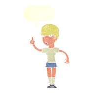 cartoon woman with idea speech bubble N230