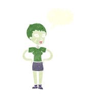 cartoon halloween girl with speech bubble N19