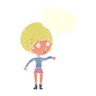 cartoon concerned woman reaching out with speech bubble N10