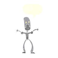 cartoon funny robot with speech bubble N75