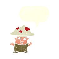 cartoon little mushroom man with speech bubble N10