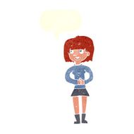 cartoon friendly woman with speech bubble N65