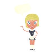 cartoon maid with speech bubble N37