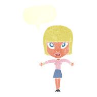 cartoon woman shrugging with speech bubble N55
