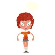 cartoon pretty girl with speech bubble N91