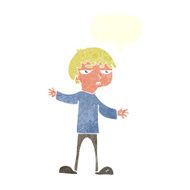 cartoon annoyed boy with speech bubble N37