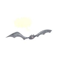 cartoon bat with speech bubble N19