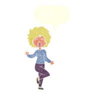 cartoon woman dancing with speech bubble N26