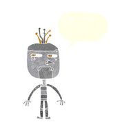 funny cartoon robot with speech bubble N47