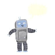 funny cartoon robot with speech bubble N48